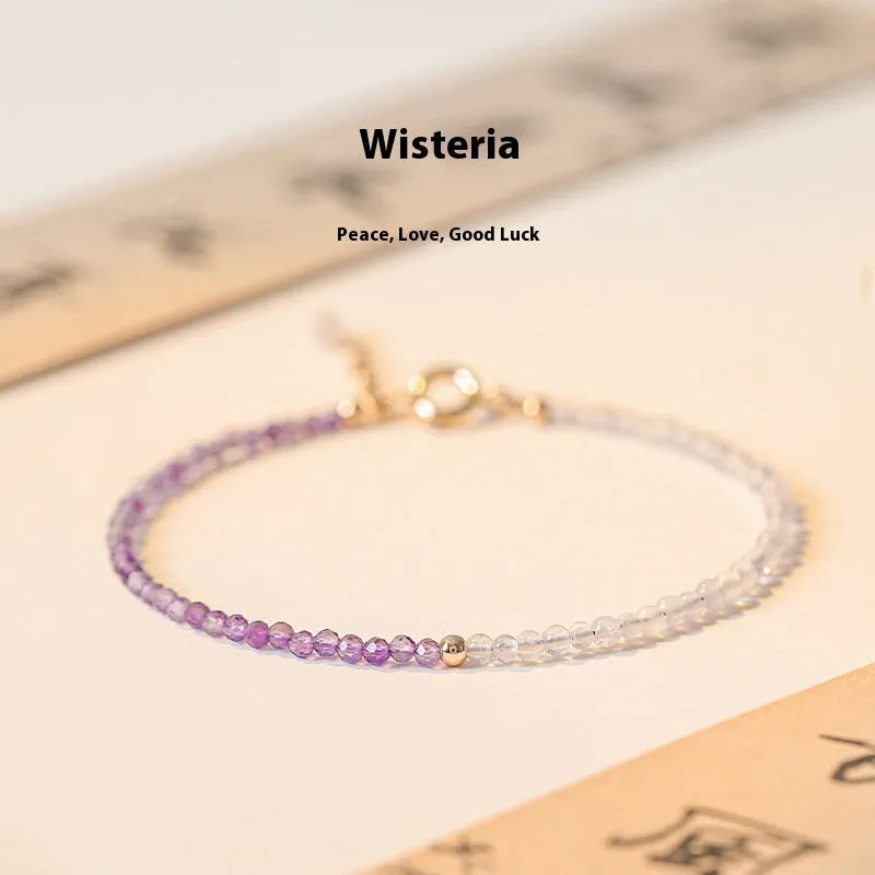 Women's purple rattan crystal bracelet with geometric cut in 2mm thickness