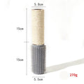 A brown sisal rope cat scratching post standing 30cm tall on a wooden base.