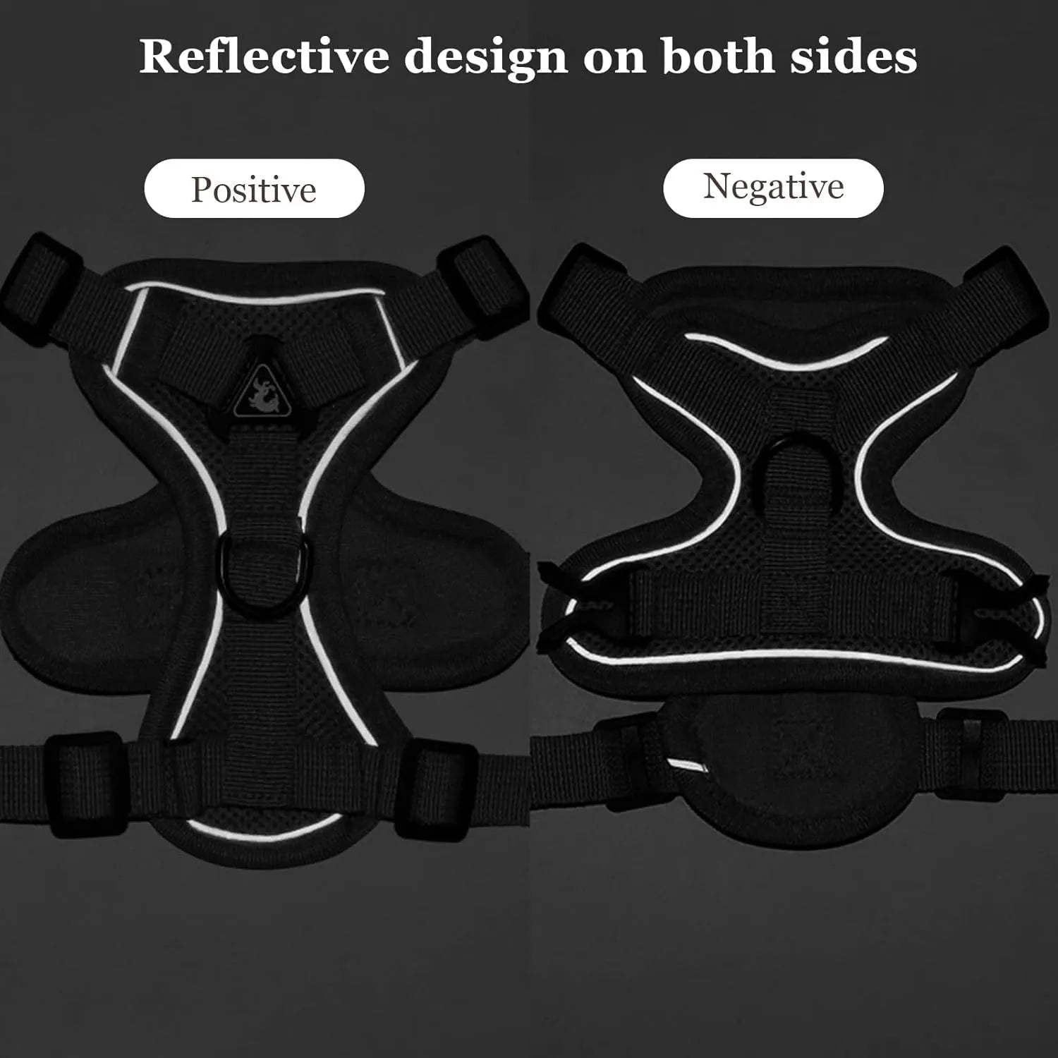 Soft mesh cat harness and leash set in blue with reflective chest patch on a cat outdoors