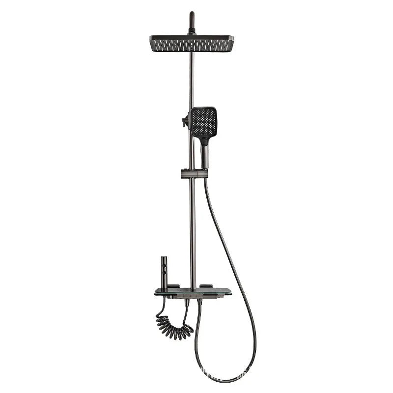Aluminium digital display concealed shower set in white or grey finish