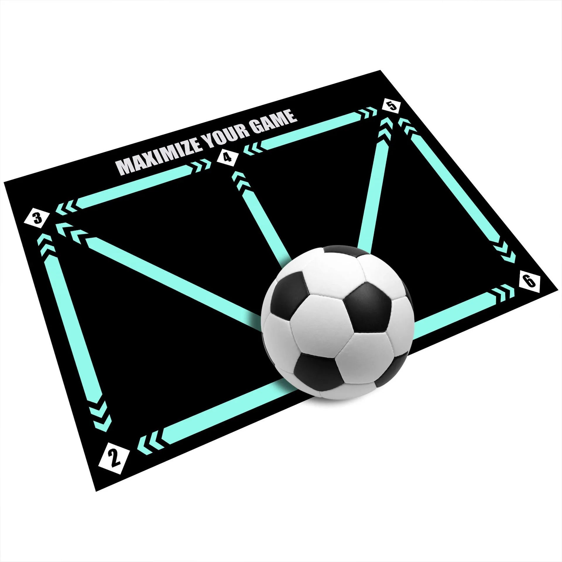 Black rectangular football training mat with non-slip backing for practice drills