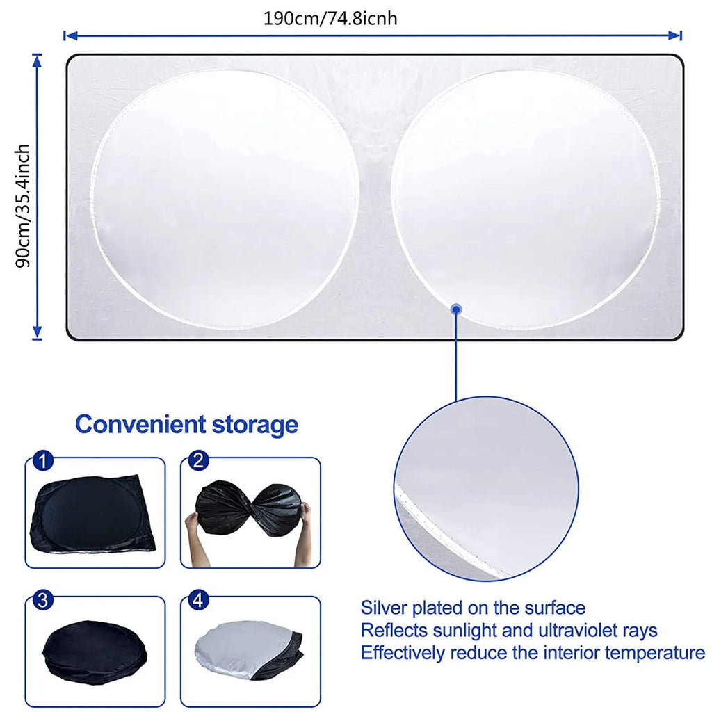 Car sun block silver tape windshield shade with reflective surface in simple style