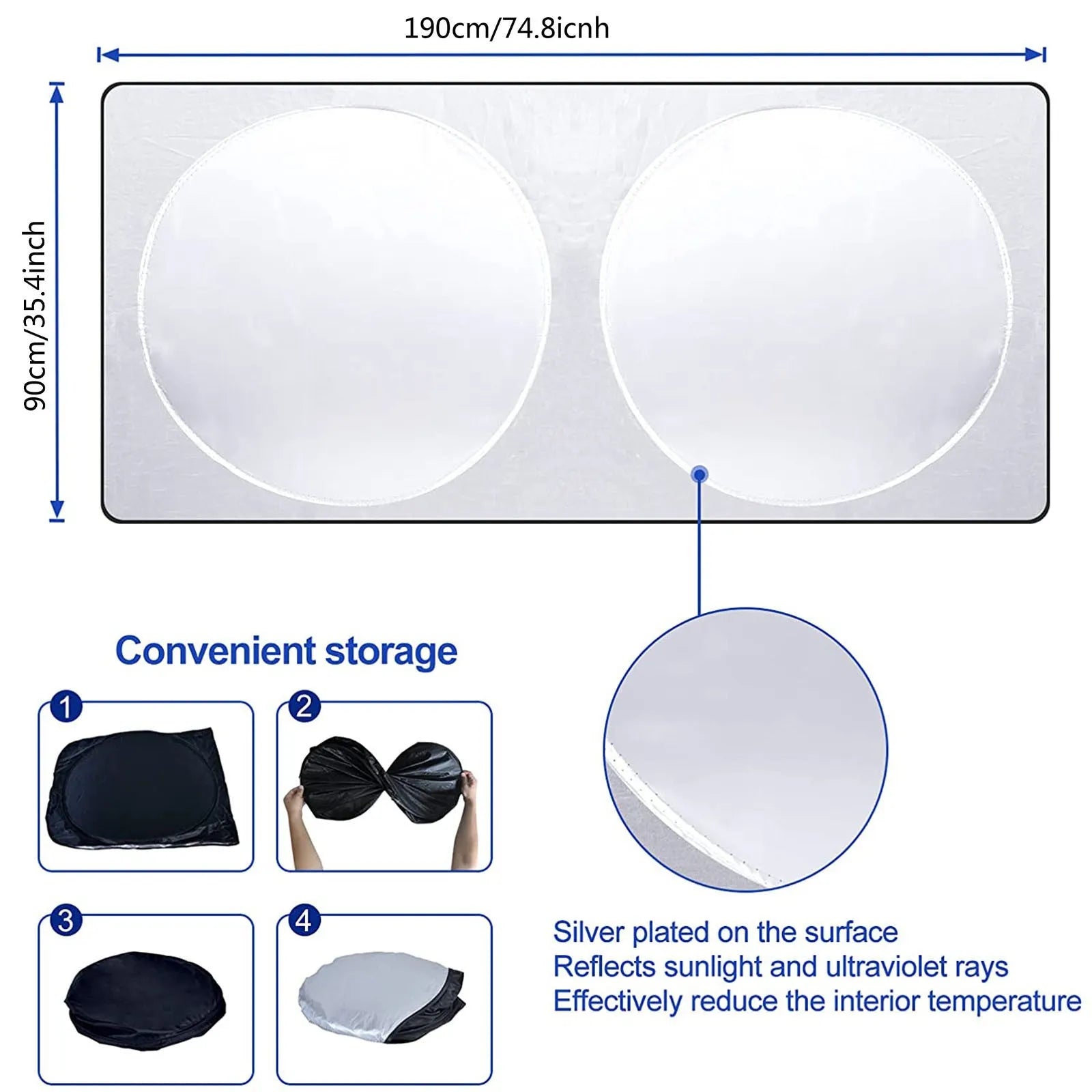 Car sun block silver tape windshield shade with reflective surface in simple style