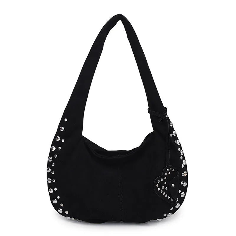 Soft plush underarm tote handbag for women in a strapless retro design, shown in multiple colour options.