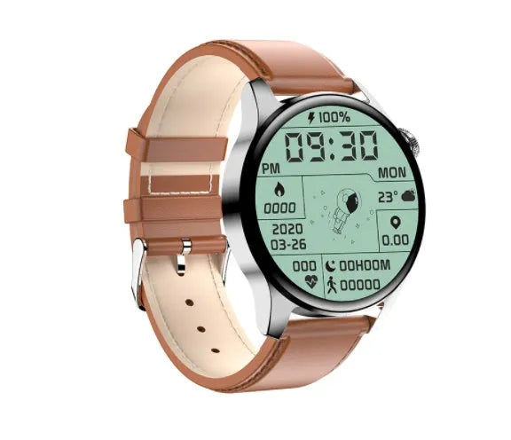 Smart watch with black silicone strap showing colour display with heart rate reading on a wrist