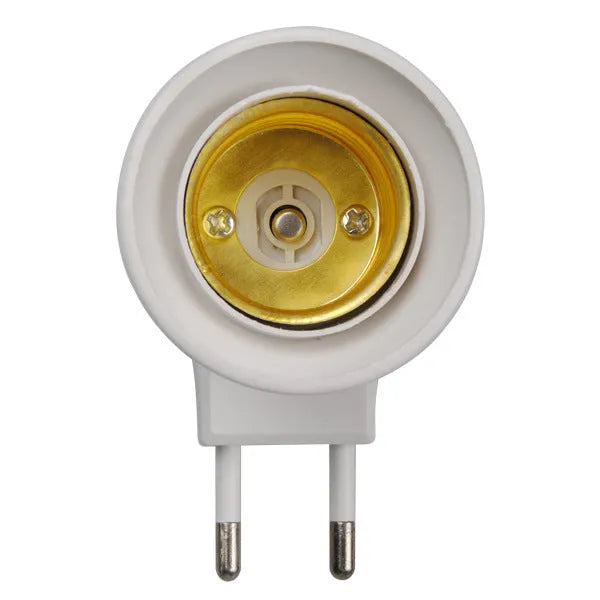 White E27 screw lamp holder wall adapter with integrated switch control