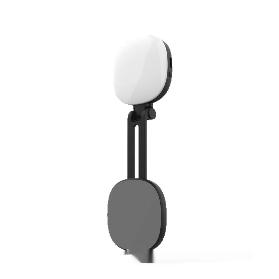 Black and white mini magnetic fill light with adjustable phone holder and three-colour LED lights