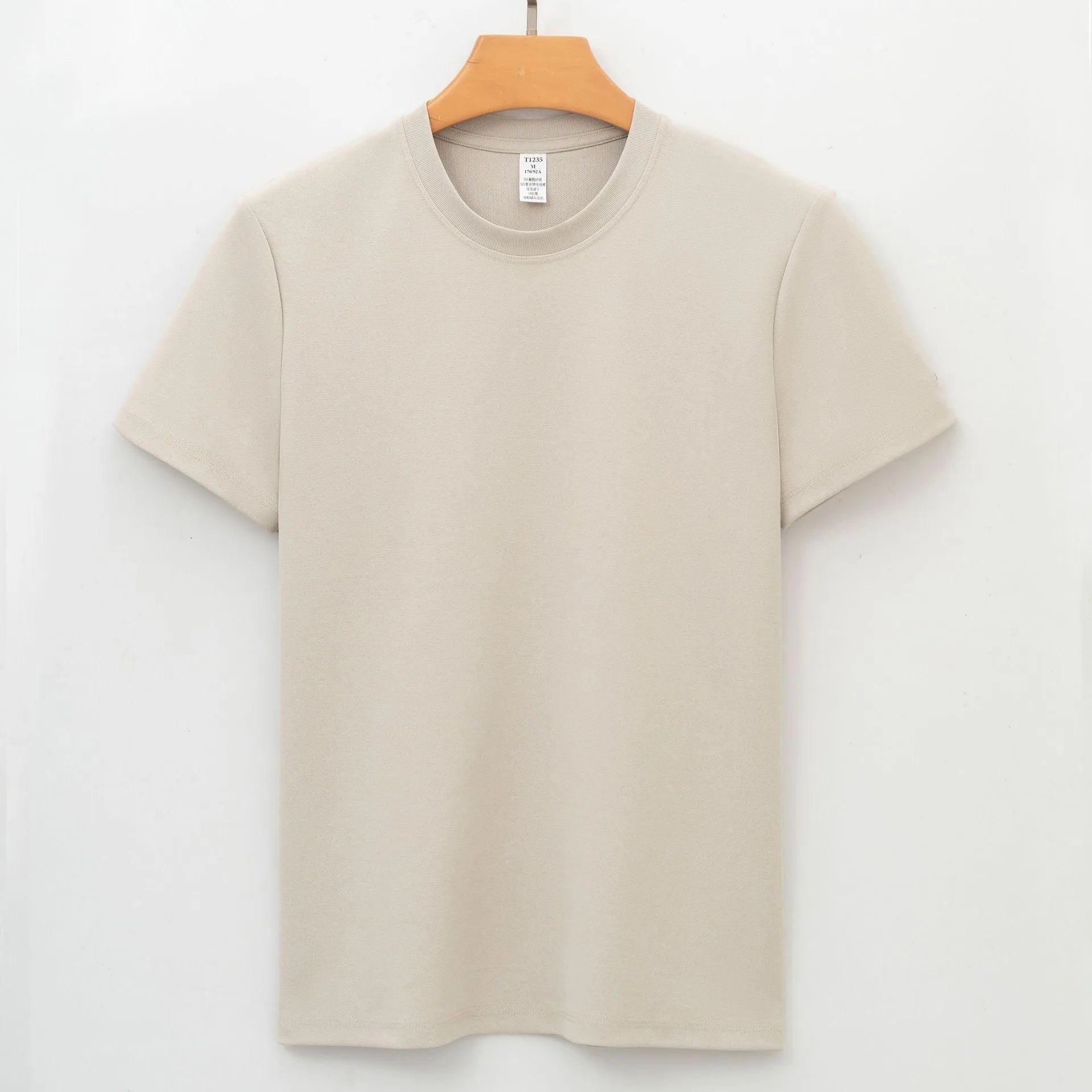Men's antibacterial quick-drying short sleeve t-shirt in solid colour with straight cut pullover design