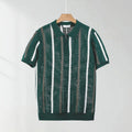 Hollow mesh short-sleeved knitting polo shirt in Ice Silk fabric, loose fit, zipper decorations, summer casual