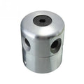 Silver aluminium lawn mower trimmer head replacement kit with four light yellow grass strings and fitting wrench