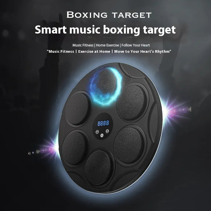 Smart Bluetooth music boxing target with black coloured lights and PU surface for home fitness training