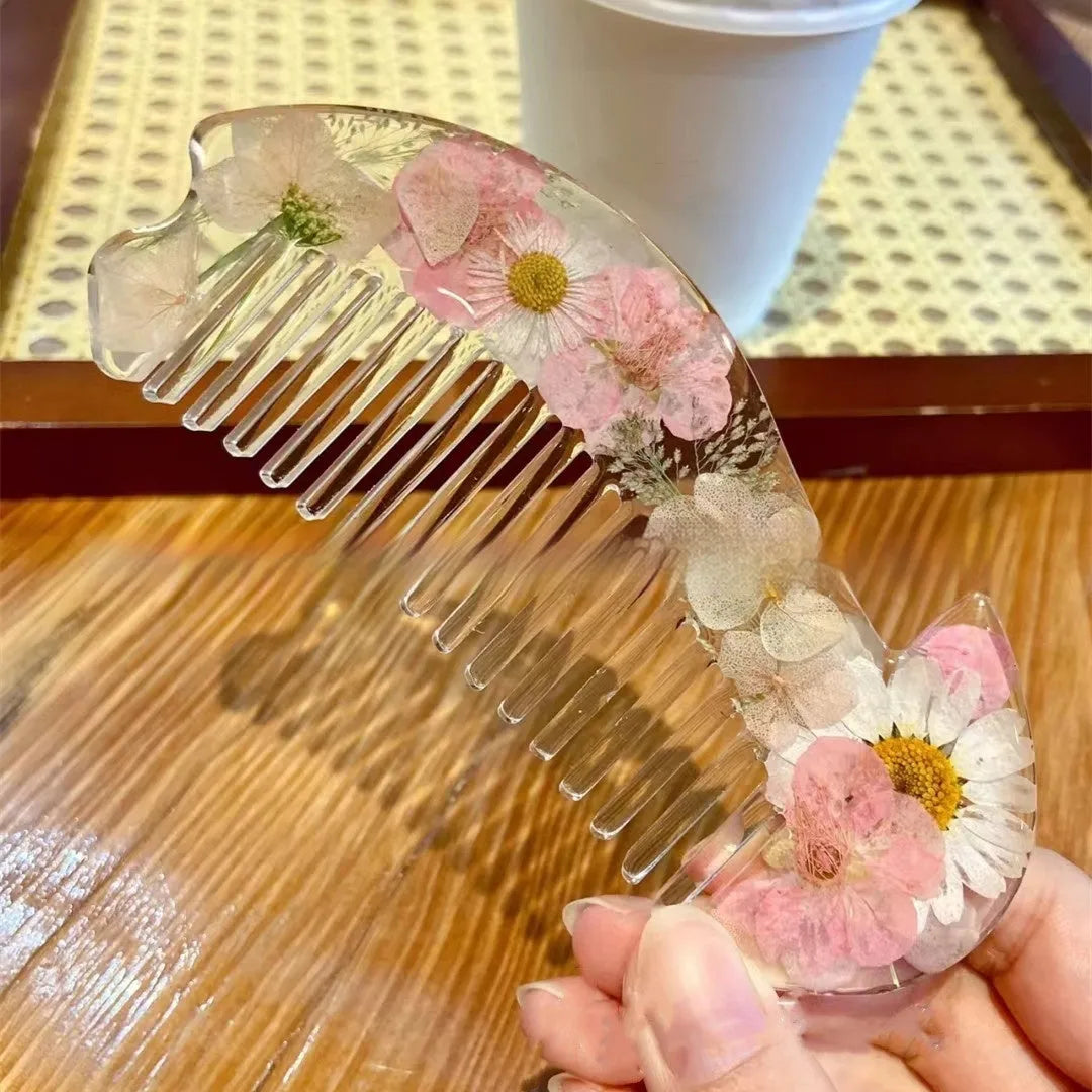 Crystal glue mirror glossy resin comb in three colour options 01 02 03 compact size under 10cm