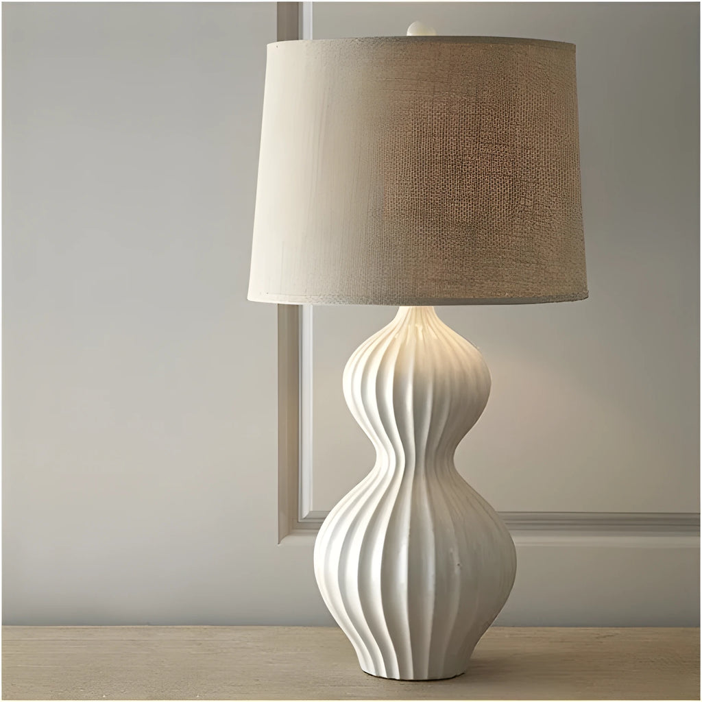 American simple ceramic table lamp with fabric shade 36cm diameter 62cm height