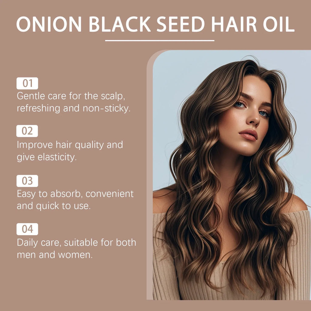 100ml bottle of hair care essential oil with included accessories on a white background