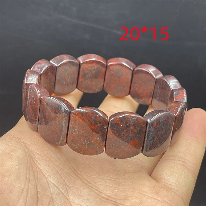 Bloodstone meteorite bracelet for men and women in natural quartz rock jade, modern simplicity style
