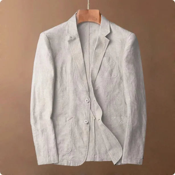 Men's linen solid colour thin suit coat with size stick pocket in white black light blue dark blue linen S-3XL