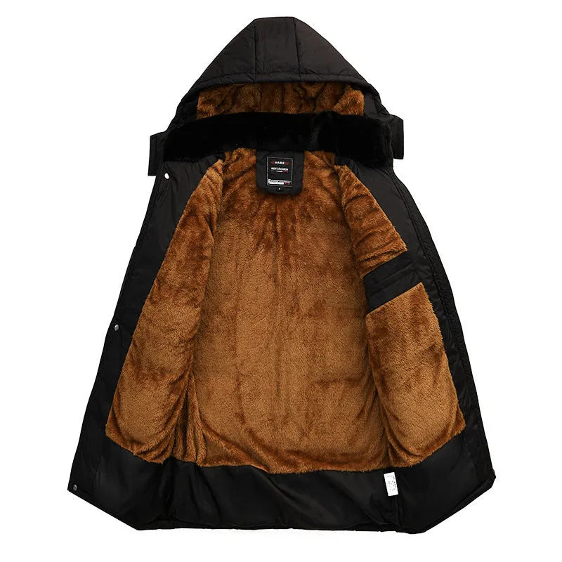Casual cotton hooded zip-front cardigan jacket in Black, loose fit, thicker fabric for youth.