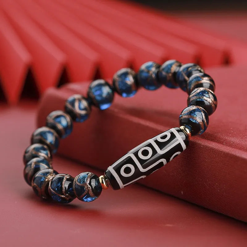 Chinese style bracelet with colourful coloured glaze lucky beads in 10mm 12mm 14mm sizes
