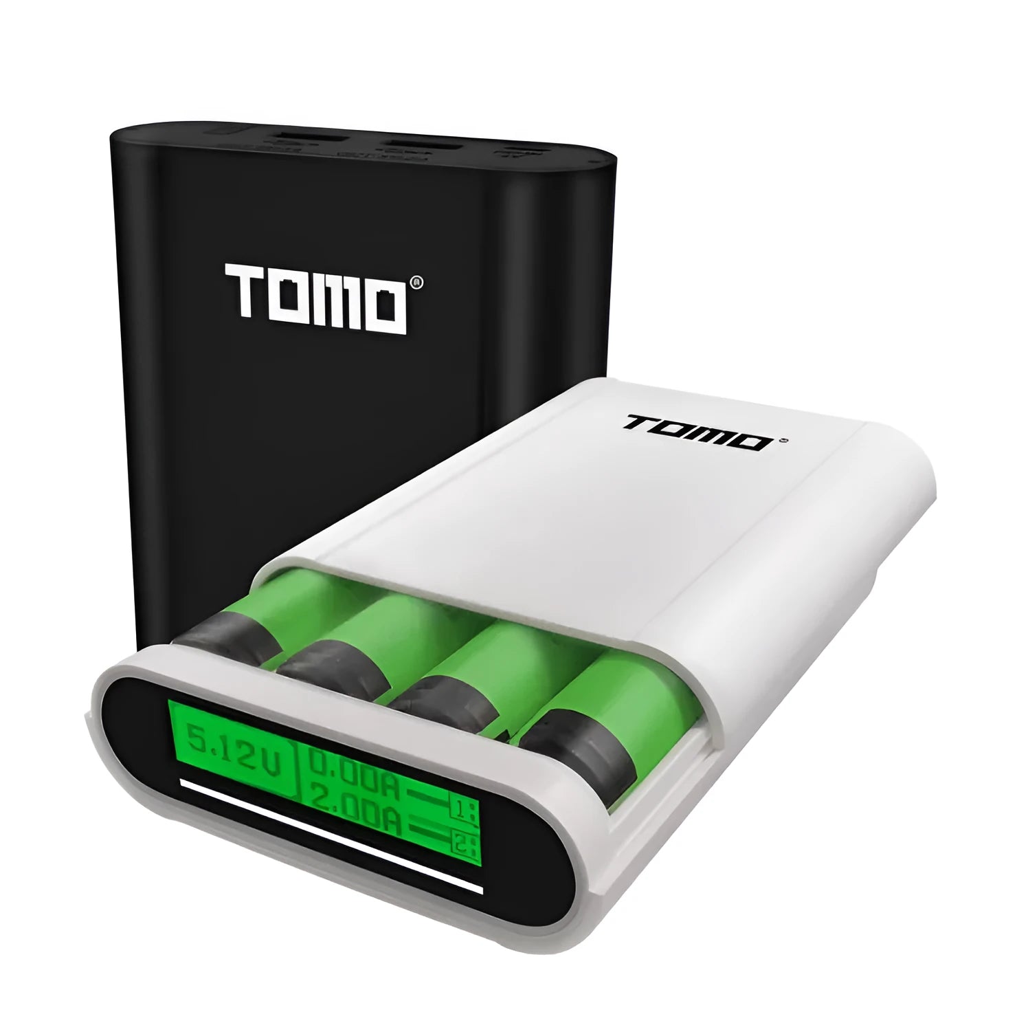 DIY power bank box case for 4x18650 batteries with LCD display, dual inputs, and dual outputs in black