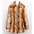 Women's tiger pattern faux fur jacket with medium length and long sleeves