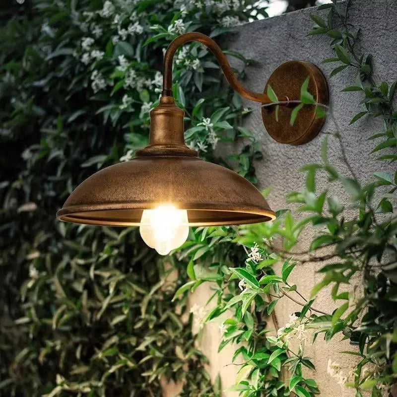 Retro style outdoor wall lamp for villa courtyards in silver or copper finish