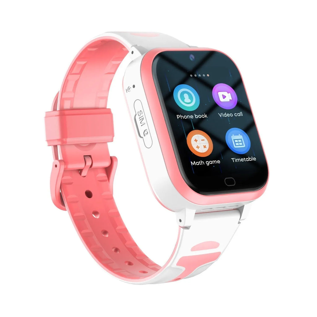 Child smart phone watch in black with 1.83-inch screen and wrist strap, 4G waterproof, ABS material