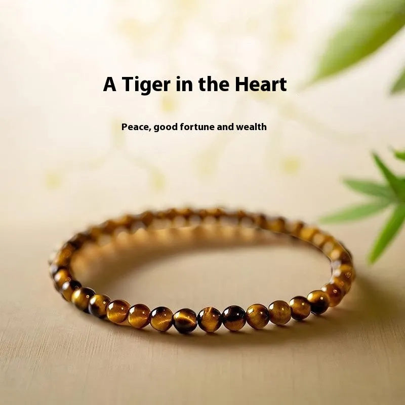 Handmade tigereye bracelet with geometric round beads in Chinese style design
