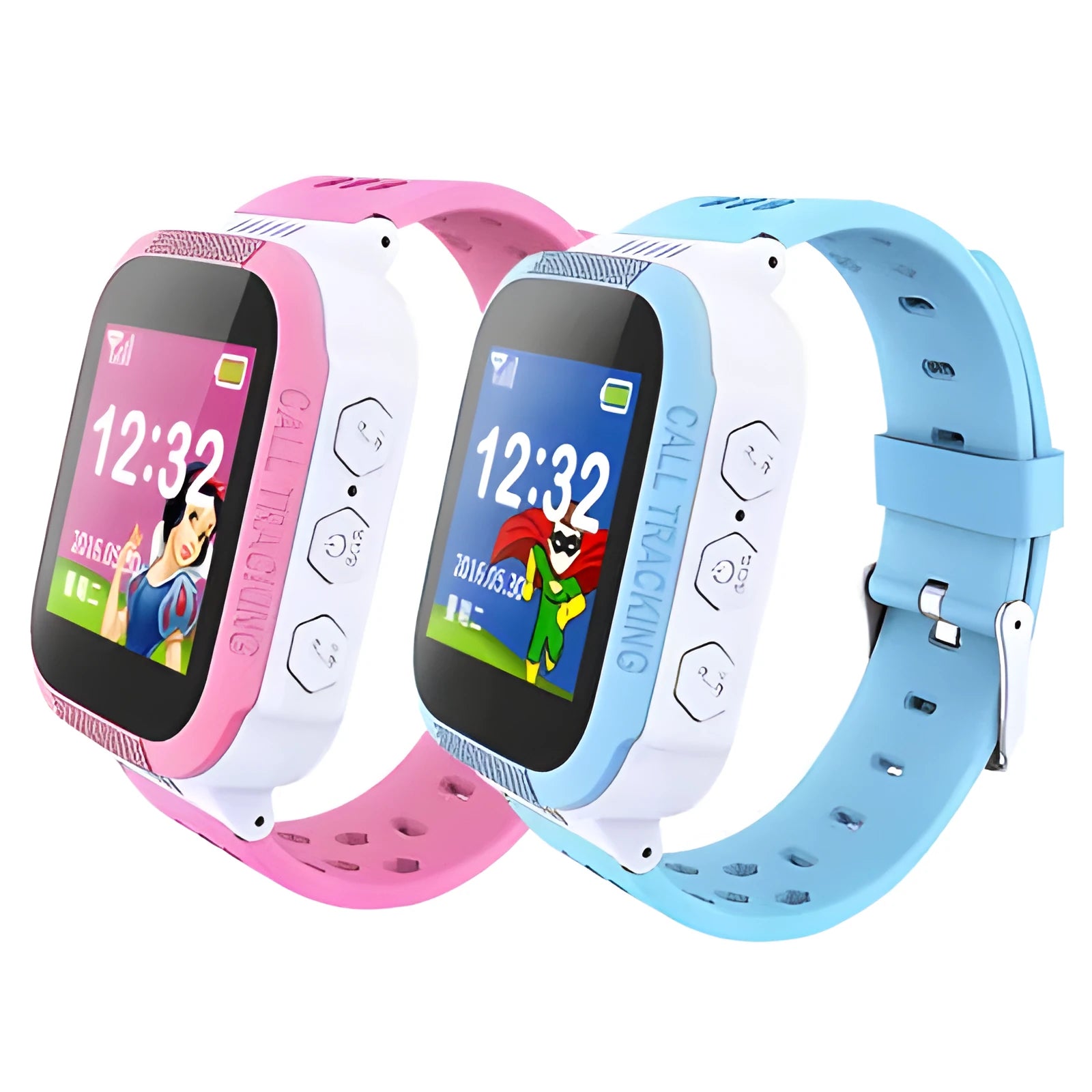 Children's phone watch with 1.44-inch touchscreen display in blue or pink colours