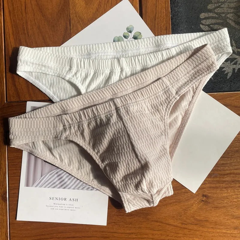 Men's cotton triangle underwear briefs in solid colours showing mid waist design