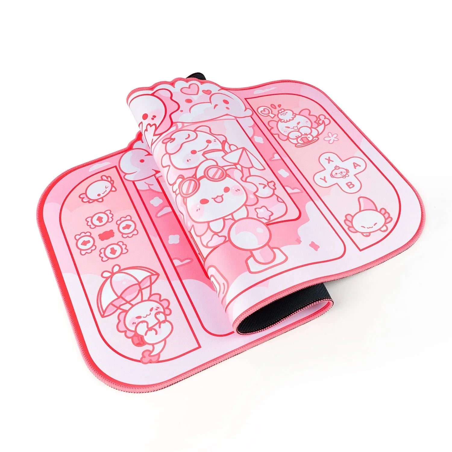 Large rectangular cloth mouse pad with hexagonal dragon crane machine cartoon design, measuring 75cm by 40cm.
