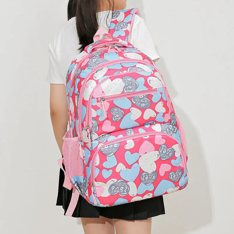 Children's blue school backpack with air cushion shoulder straps and Oxford cloth exterior