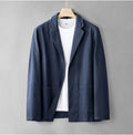 Summer menswear simple leisure suit linen long sleeve solid colour jacket in apricot gray and navy blue