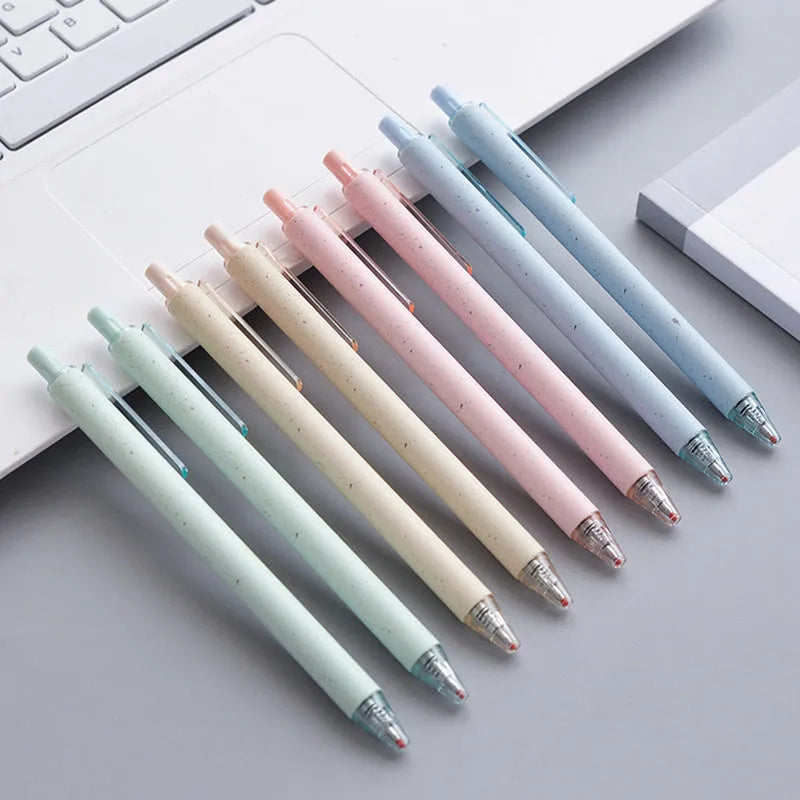 Pack of 12 push-type gel pens with 0.5mm quick-drying black ink, assorted colours