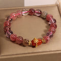 Natural Super Seven crystal bracelet for women in red agate colour with fresh sweet cartoon style