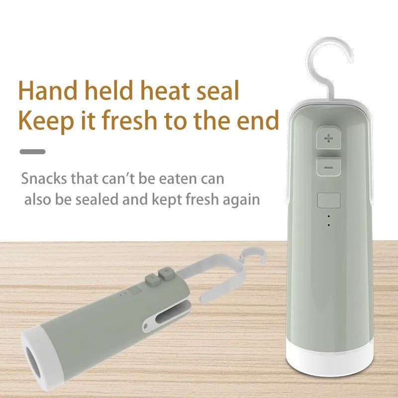 4-in-1 portable electric vacuum sealer with USB rechargeable battery, heat sealer, and inflatable pump for kitchen storage bags