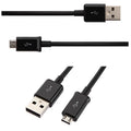 Black and white Android micro USB data cables with 1 metre length for smartphone charging and data transfer