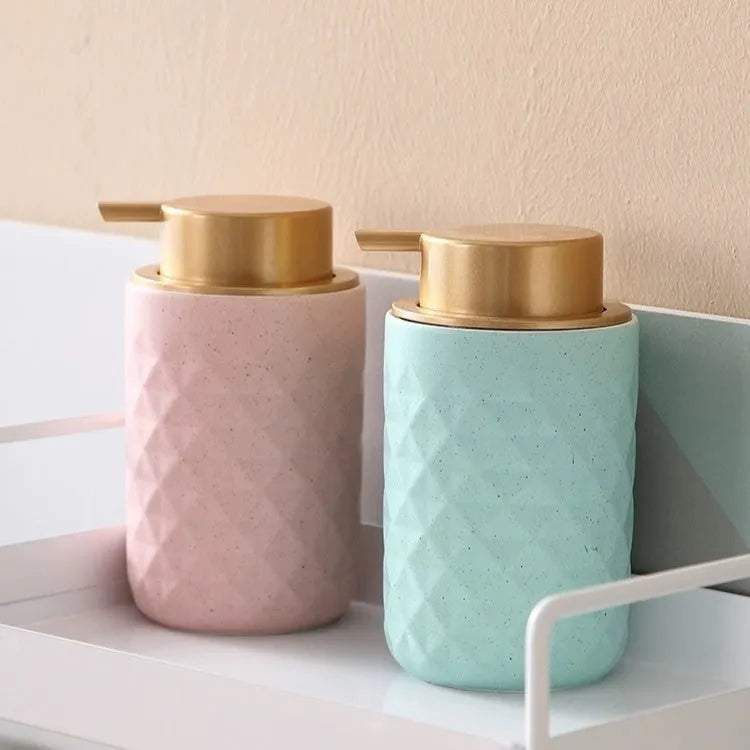 ABS plastic foam pump dispenser with a large pump head in a choice of metallic and matte finishes.