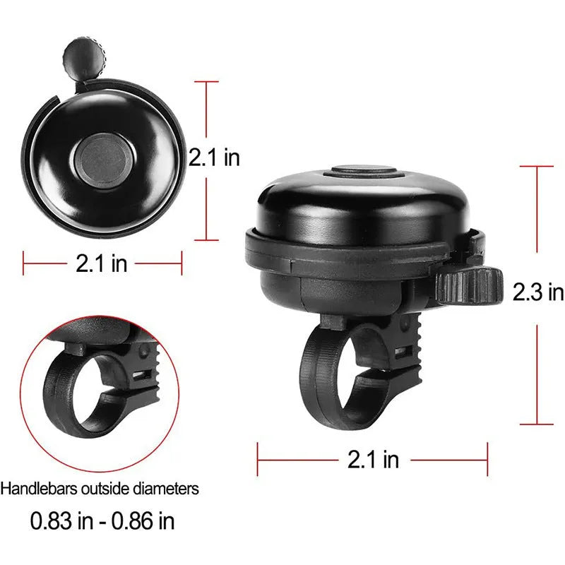 Black ABS bicycle flat bell 58mm diameter on handlebar
