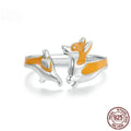 Silver ring with a cute cartoon corgi design, electroplated finish, colour SCR1014-E.