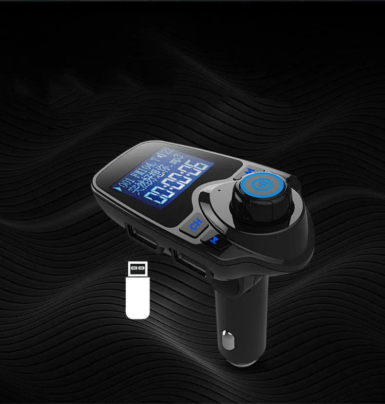 Black G7 car Bluetooth FM transmitter with hands-free calling and USB charging port