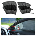 Set of five stretchy mesh car side window sunshades for front and rear windows on a vehicle.