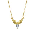 Silver eagle pendant necklace with adjustable O-ring chain in white gold or yellow gold finish