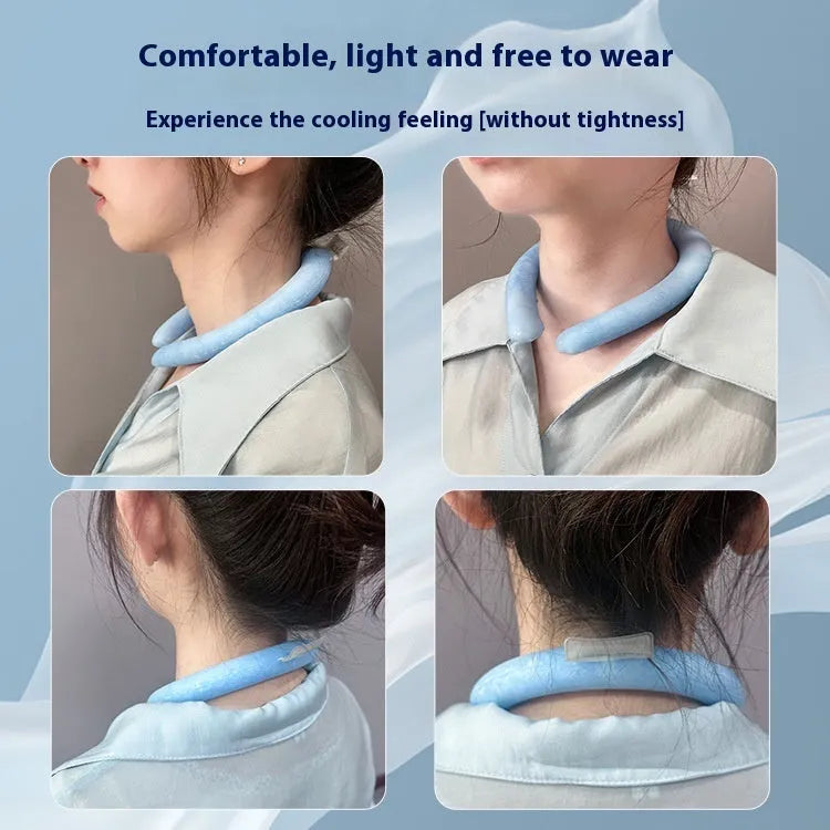 Cooling neck hanging ice ring in blue, white, pink, and yellow colours for outdoor sports heatstroke prevention