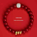 Handmade cinnabar Snake Year zodiac bracelet with Chinese style design and snake bead detailing