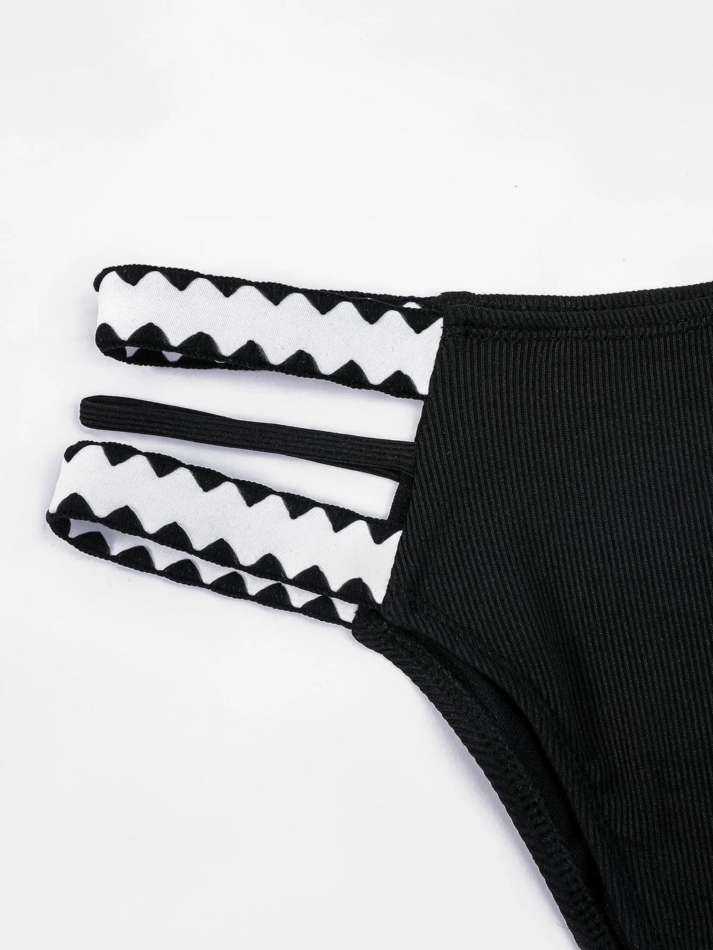Women's black hollowed-out split swimsuit briefs made of polyester for swimming and wading