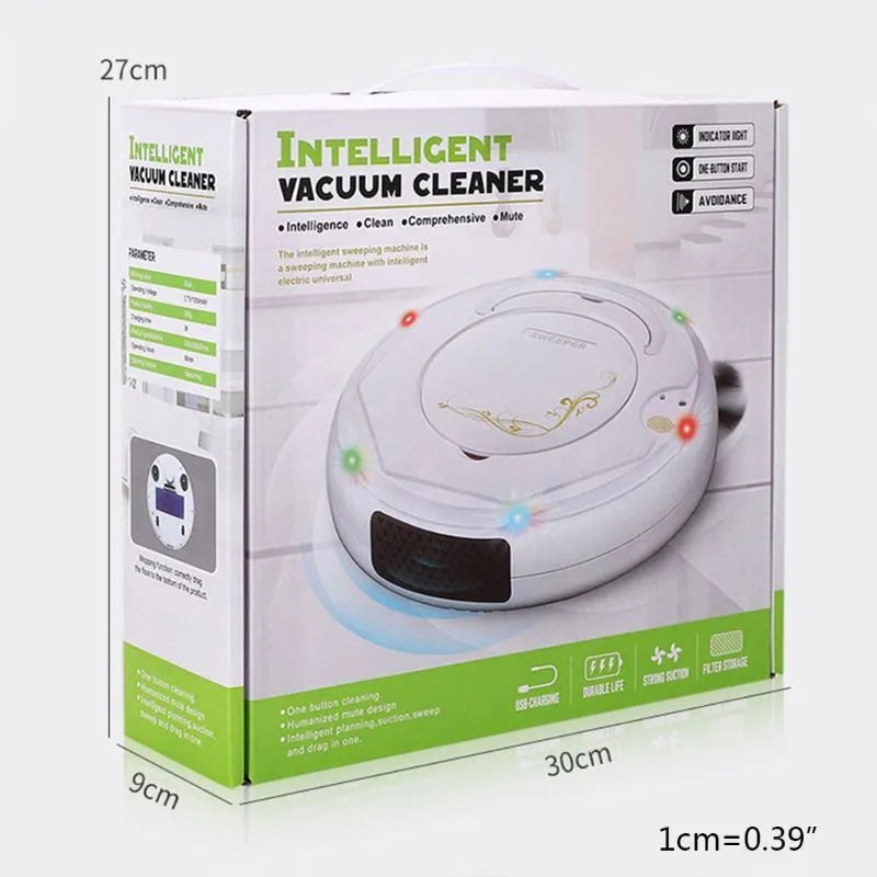 Lazy Smart floor sweeping robot vacuum cleaner in blue, black, or white colours