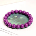 Purple crystal bracelet with polished beads in single-ring design for women and men