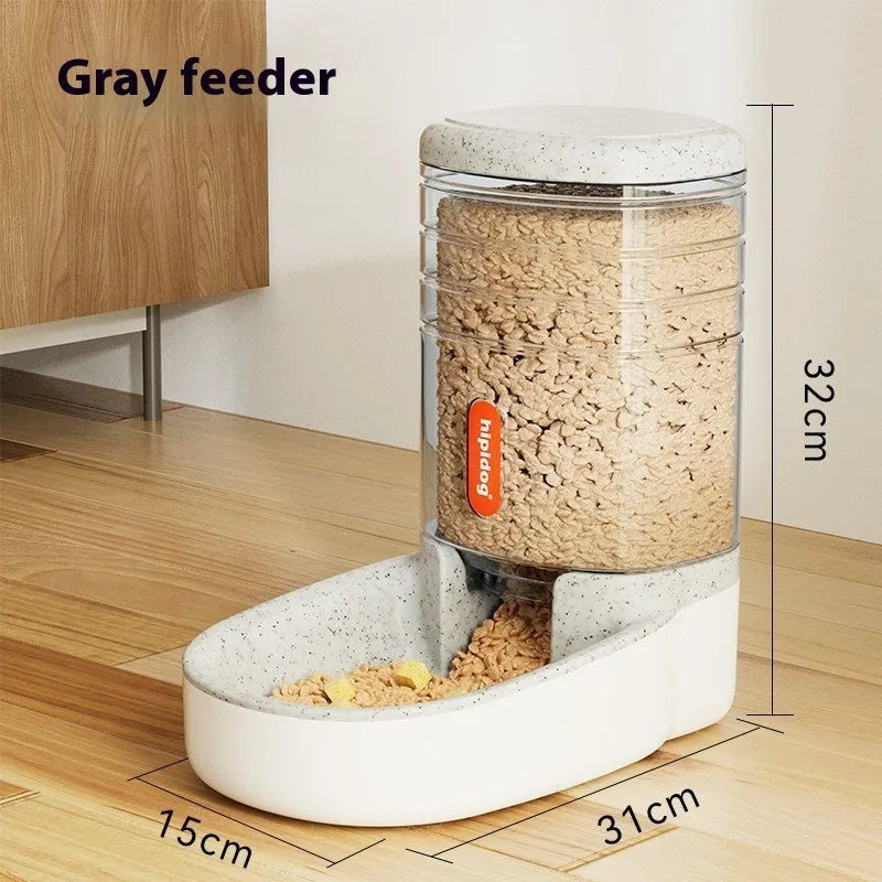 Blue automatic pet water fountain with 3.8-litre capacity for dogs and cats on a kitchen floor.