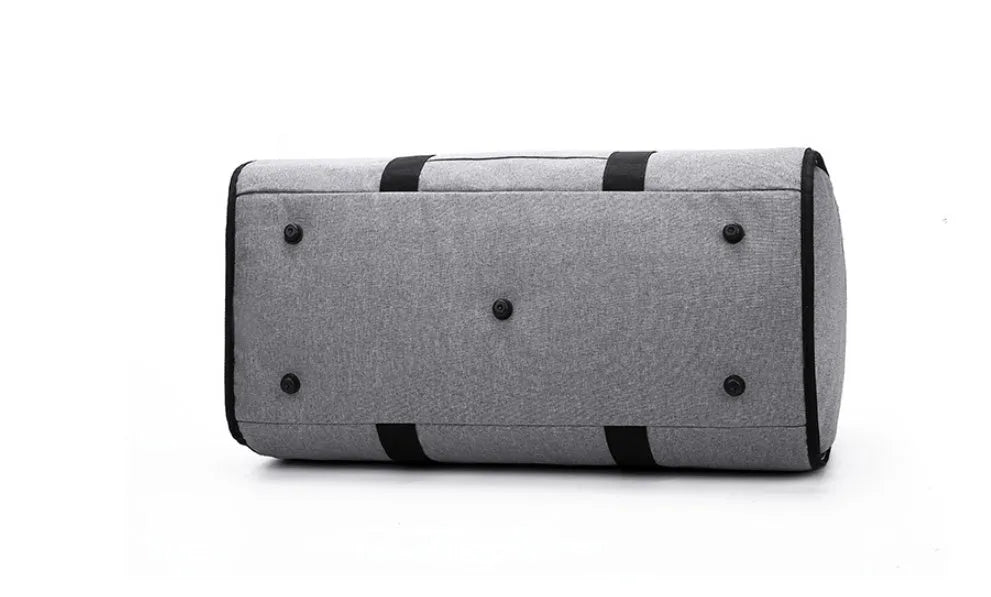 Medium-sized cylindrical travel bag in Oxford cloth, shown in blue colour with a zipper opening.