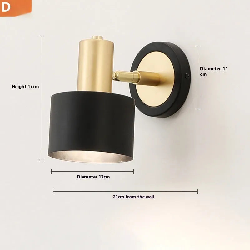 Nordic style iron wall lamp in one of four style variations for bedside or sofa lighting.